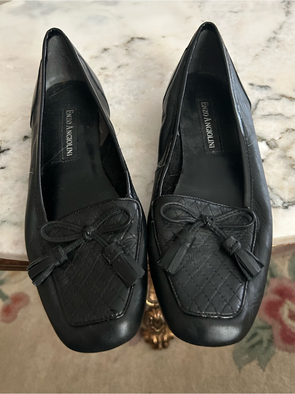 Enzo Angiolini Black Leather Tassel Loafers Sz 6. BB:344 6/29/26